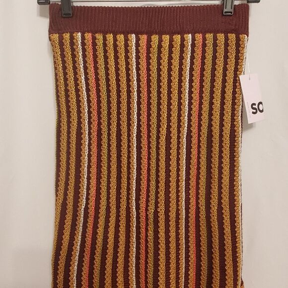 NWT SO Goods for Life Women's Skirt XS Brown Orange Crochet Knit Midi Boho - Picture 6 of 16
